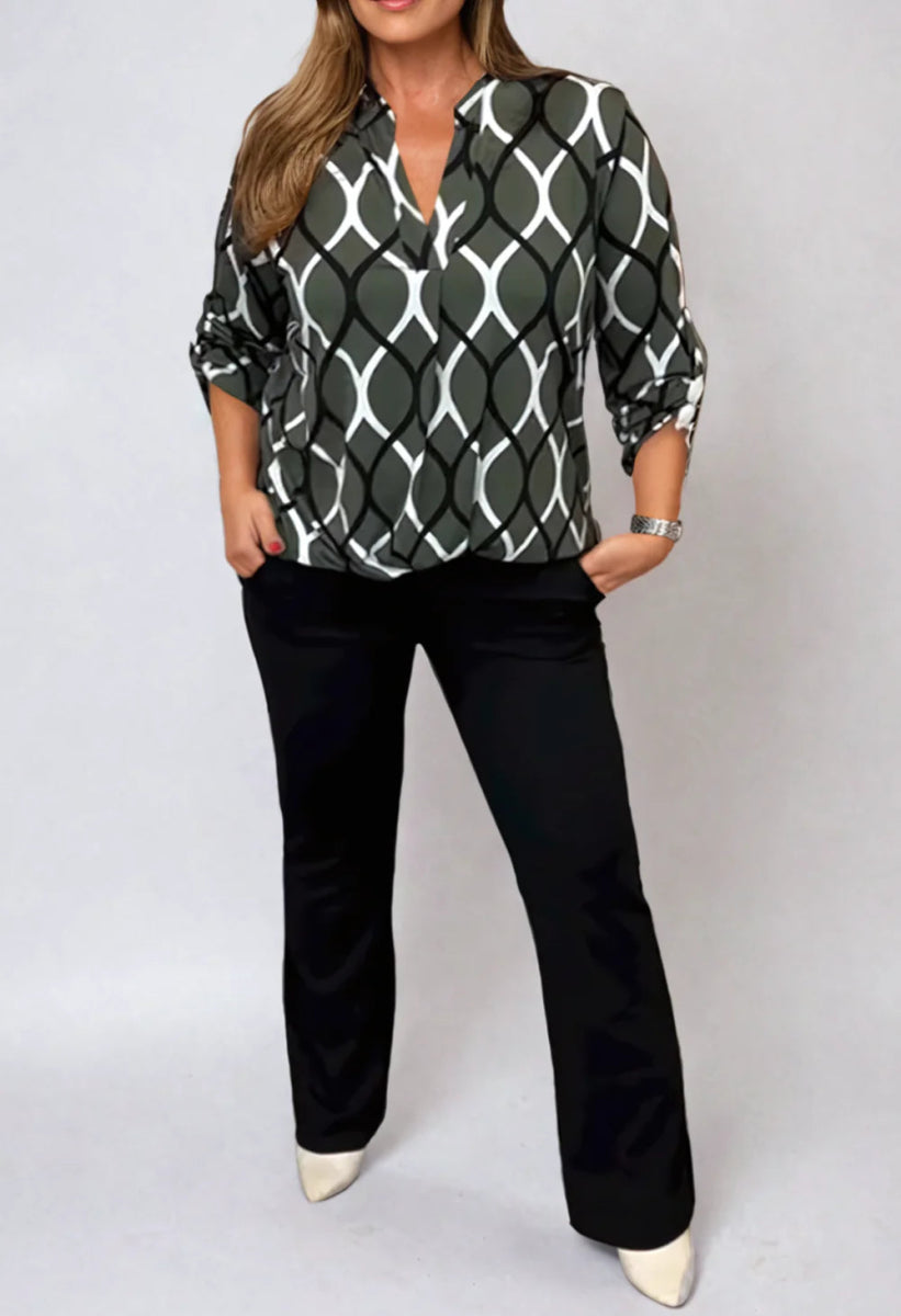 Jannita™ | Casual Blouse met Lange Mouwen en Elegant Patroon - Lune Amsterdam