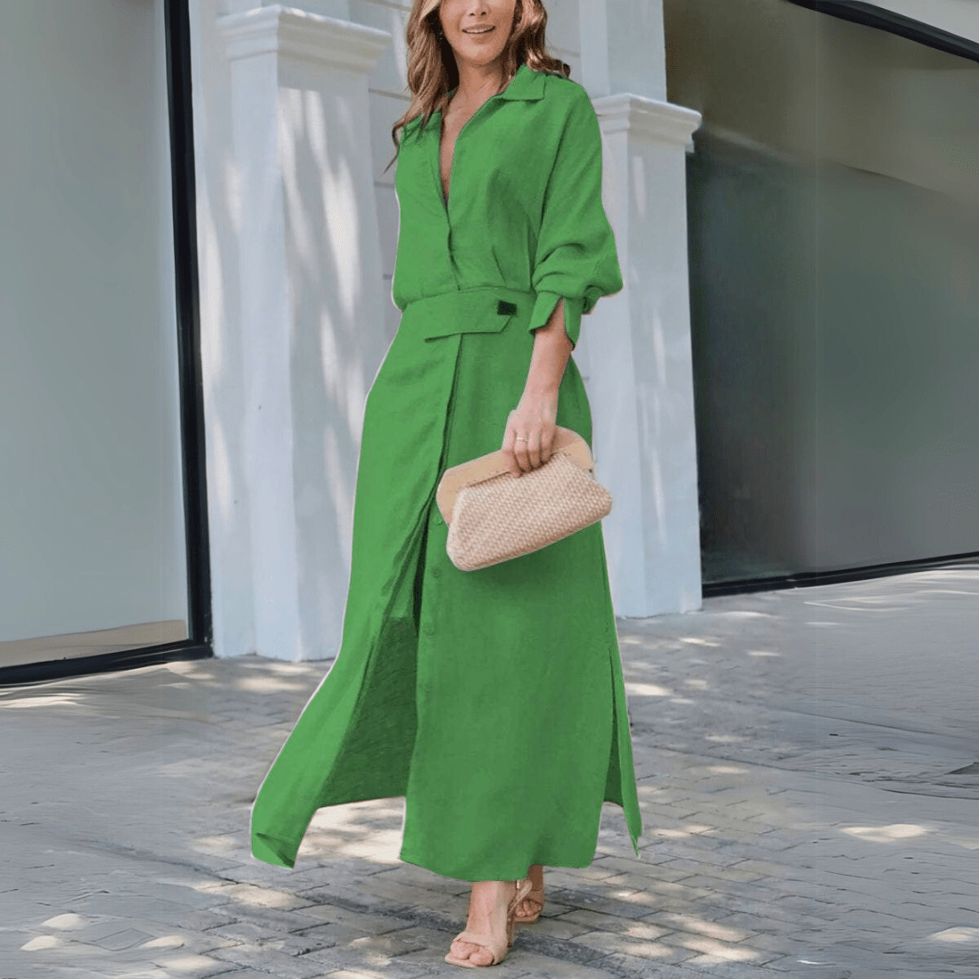 Jans™ | Elegante maxi - jurk met V - hals - Lune Amsterdam