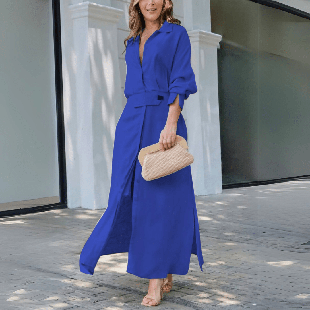 Jans™ | Elegante maxi - jurk met V - hals - Lune Amsterdam