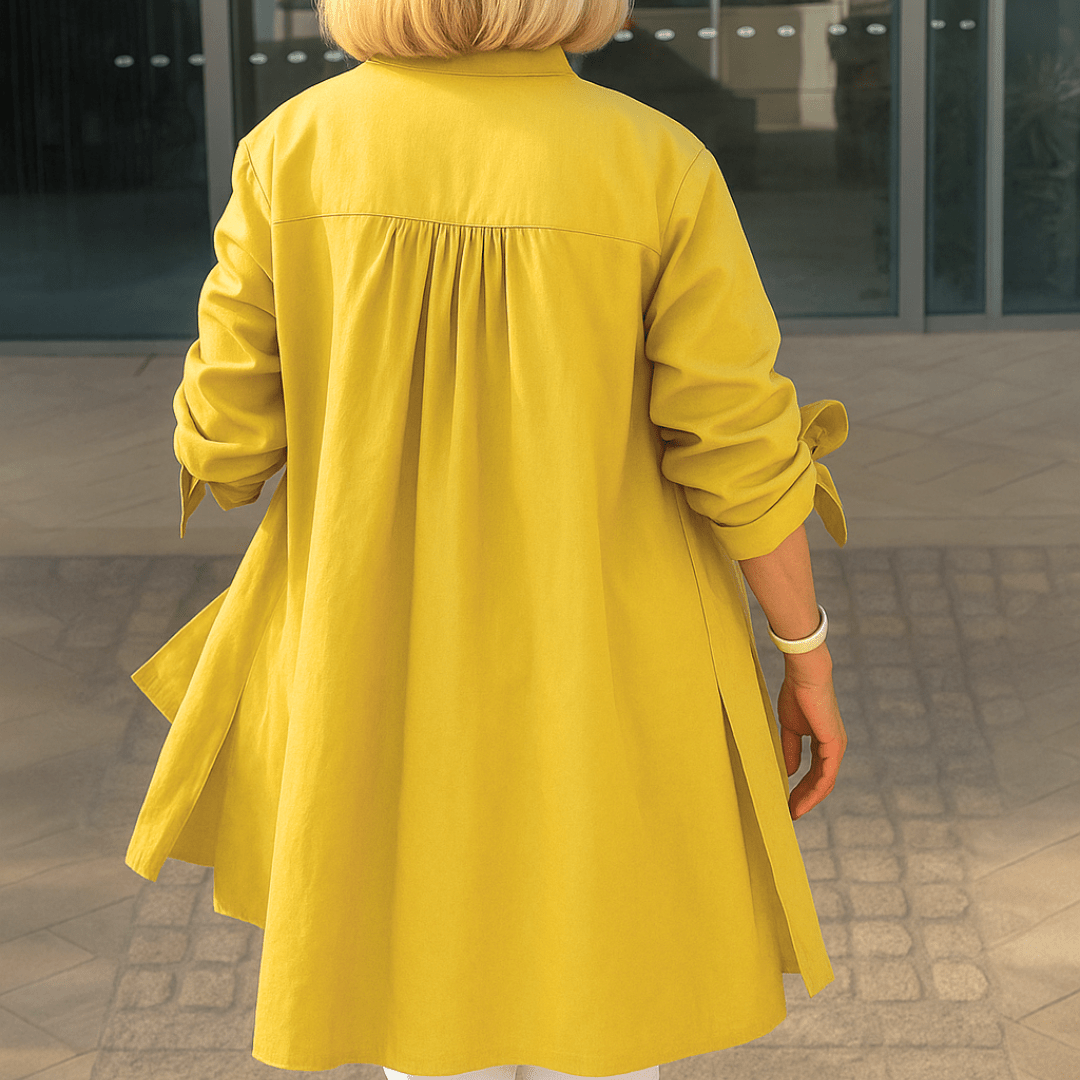 Laura™ | Effen overhemd blouse met strik mouwen - Lune Amsterdam
