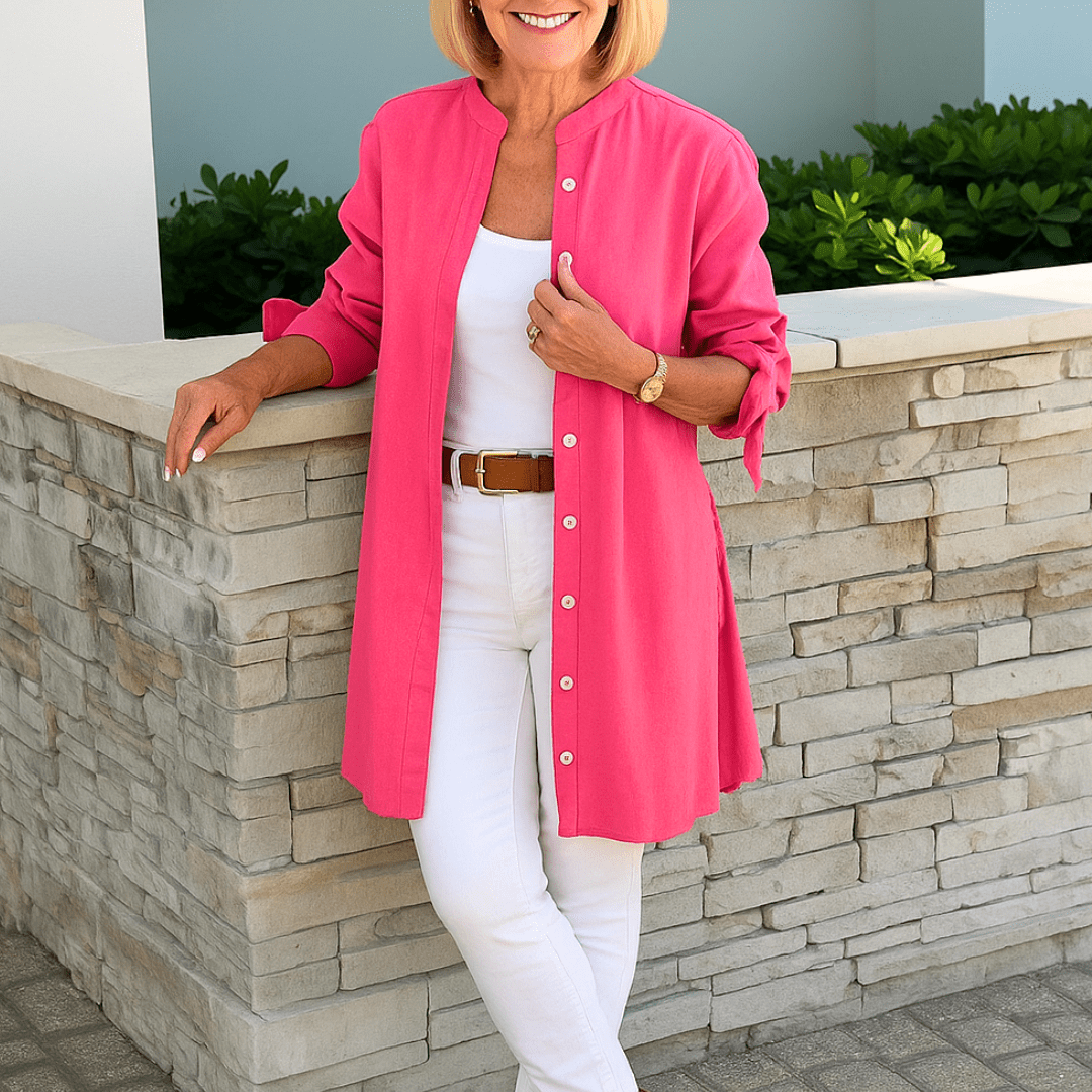 Laura™ | Effen overhemd blouse met strik mouwen - Lune Amsterdam
