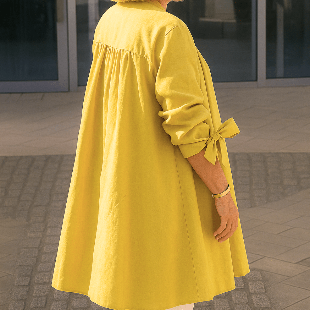 Laura™ | Effen overhemd blouse met strik mouwen - Lune Amsterdam