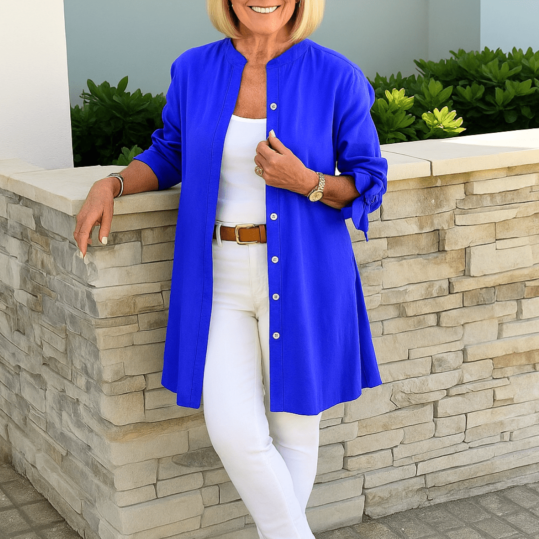 Laura™ | Effen overhemd blouse met strik mouwen - Lune Amsterdam