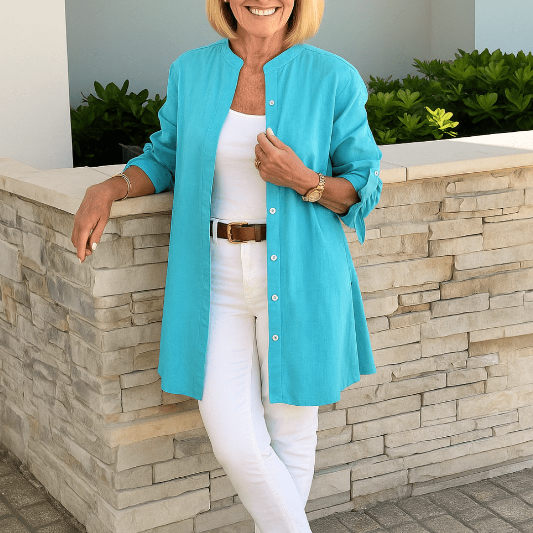 Laura™ | Effen overhemd blouse met strik mouwen - Lune Amsterdam