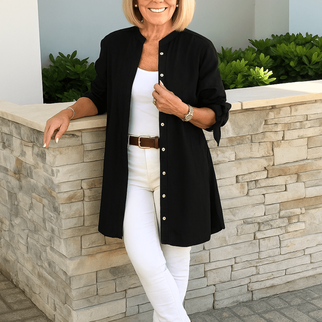 Laura™ | Effen overhemd blouse met strik mouwen - Lune Amsterdam