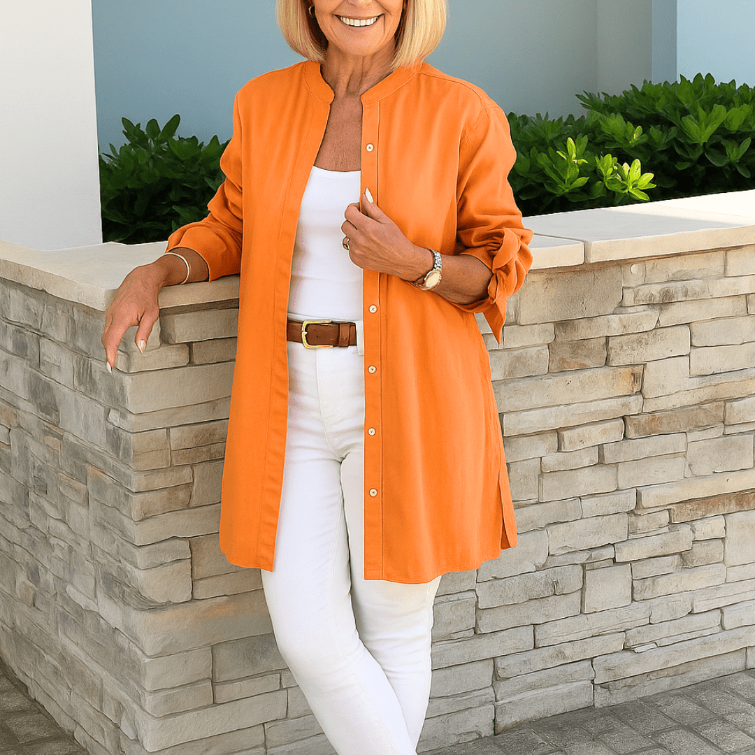 Laura™ | Effen overhemd blouse met strik mouwen - Lune Amsterdam