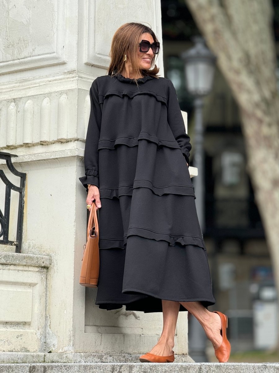 Linda | Maxi Black Jurk - Lune Amsterdam