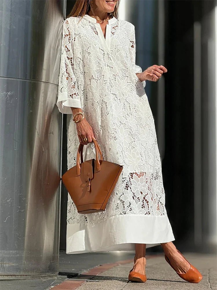 Marian | Kanten Maxi Jurk - Lune Amsterdam