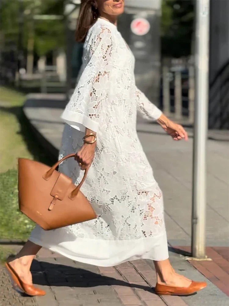 Marian | Kanten Maxi Jurk - Lune Amsterdam