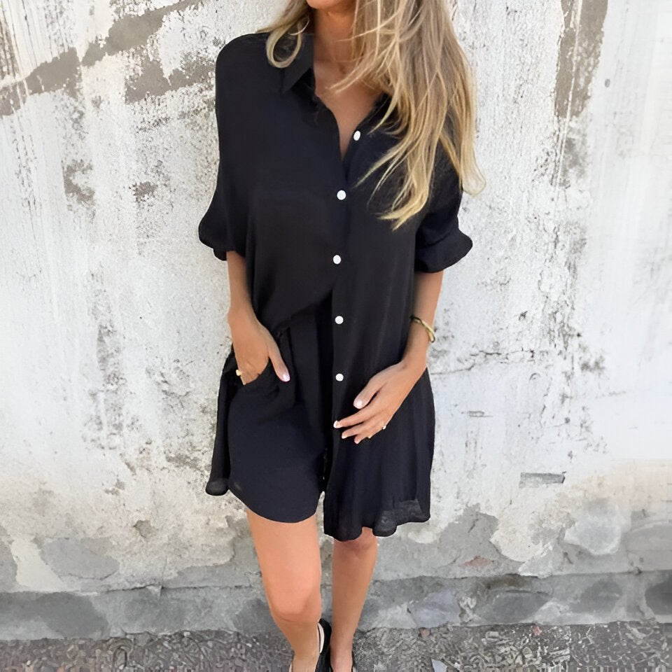 Nora™ | Casual Effen Blouse & Shorts - set - Lune Amsterdam