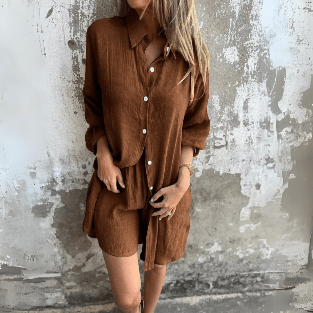 Nora™ | Casual Effen Blouse & Shorts - set - Lune Amsterdam