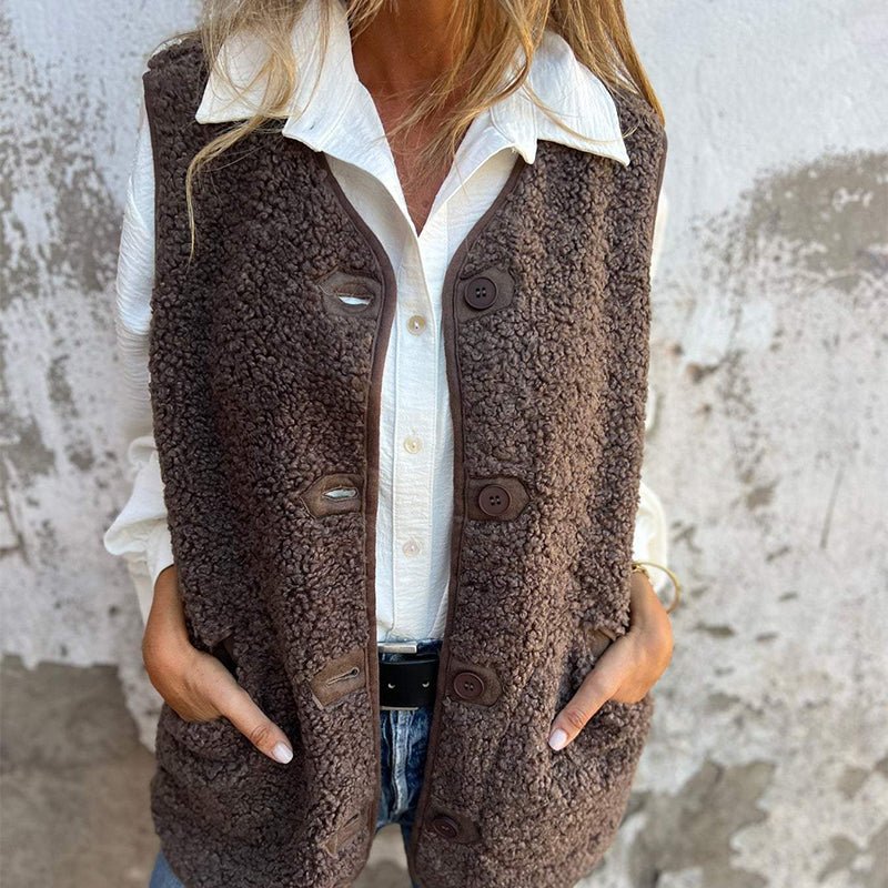 Sarina™ | Mouwloos Vest met Knopen - Lune Amsterdam