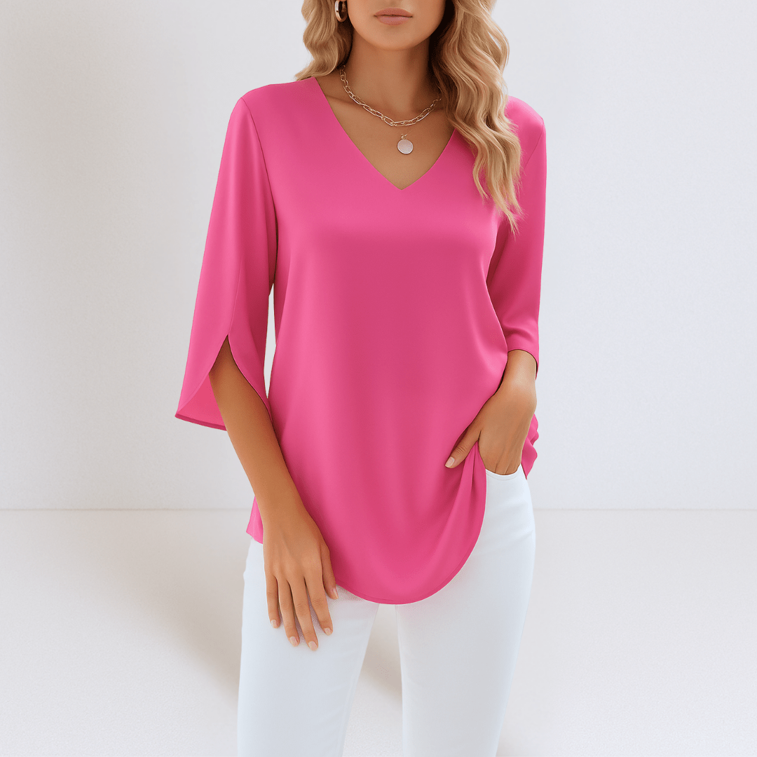 Sasha™ | Elegante blouse met V - hals en gespleten mouwen - Lune Amsterdam