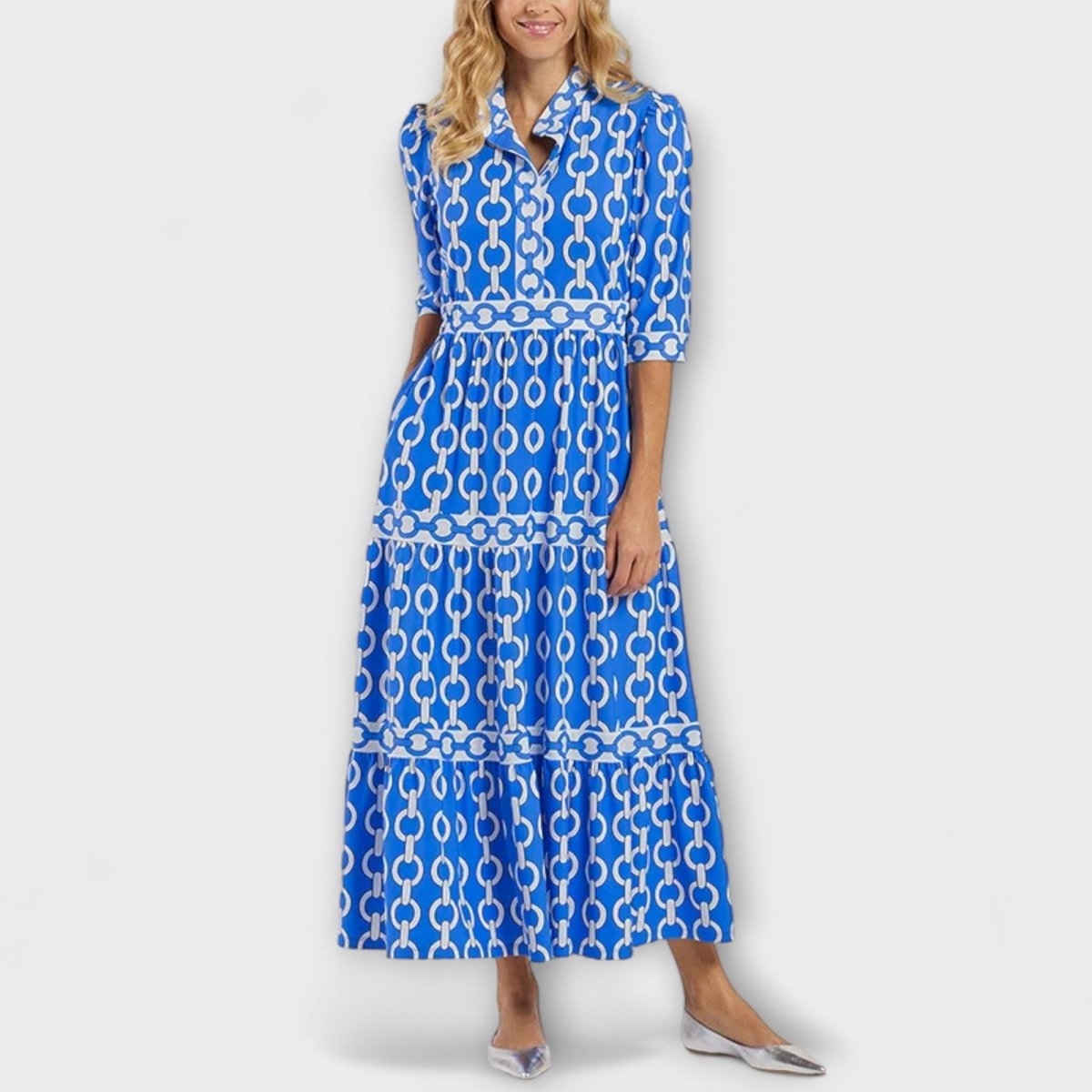 Sophia | Midi - jurk met kettingpatroon - Lune Amsterdam