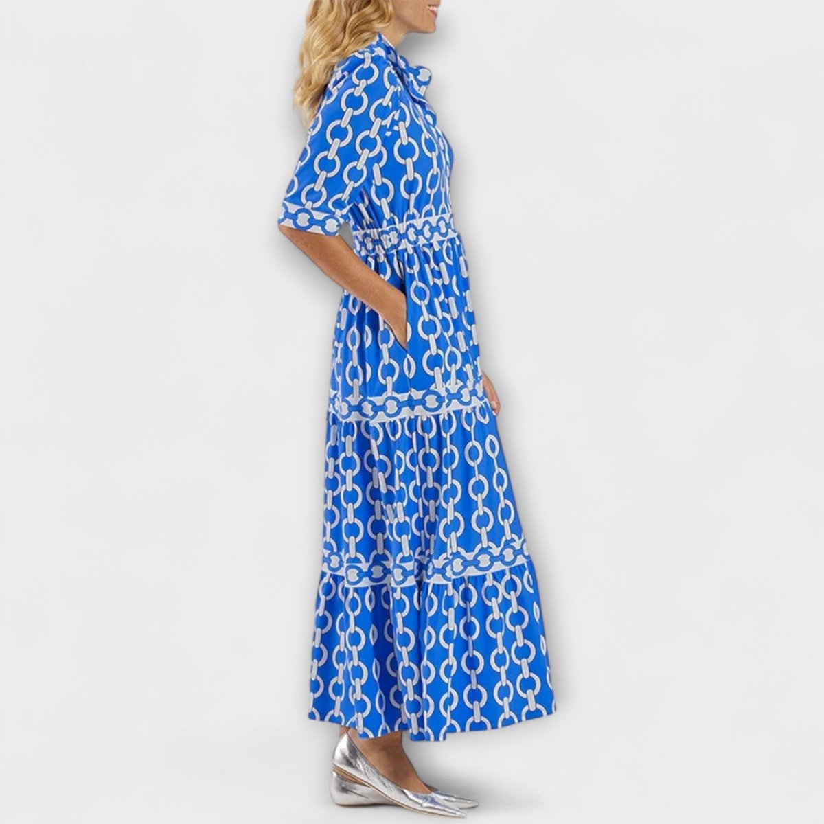 Sophia | Midi - jurk met kettingpatroon - Lune Amsterdam