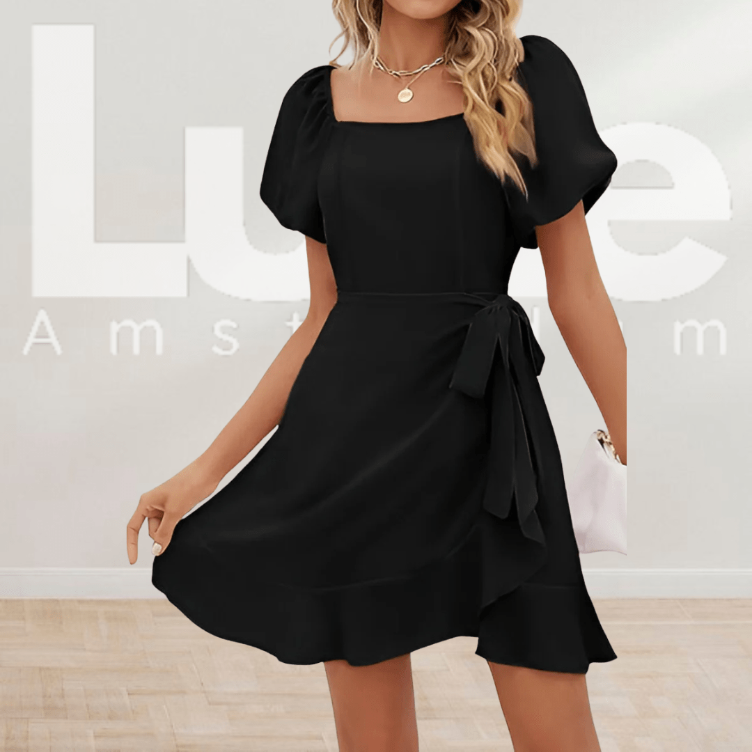 Tessa™ | Elegante Wikkeljurk met Strik & Puff Mouwen - Lune Amsterdam