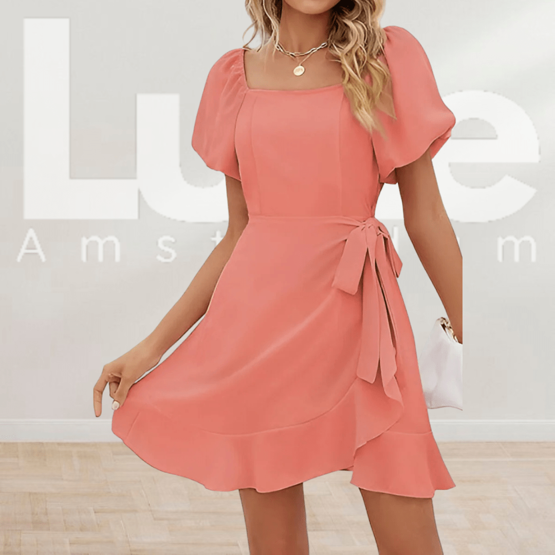 Tessa™ | Elegante Wikkeljurk met Strik & Puff Mouwen - Lune Amsterdam