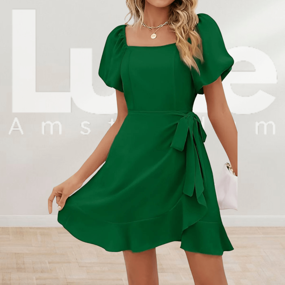 Tessa™ | Elegante Wikkeljurk met Strik & Puff Mouwen - Lune Amsterdam