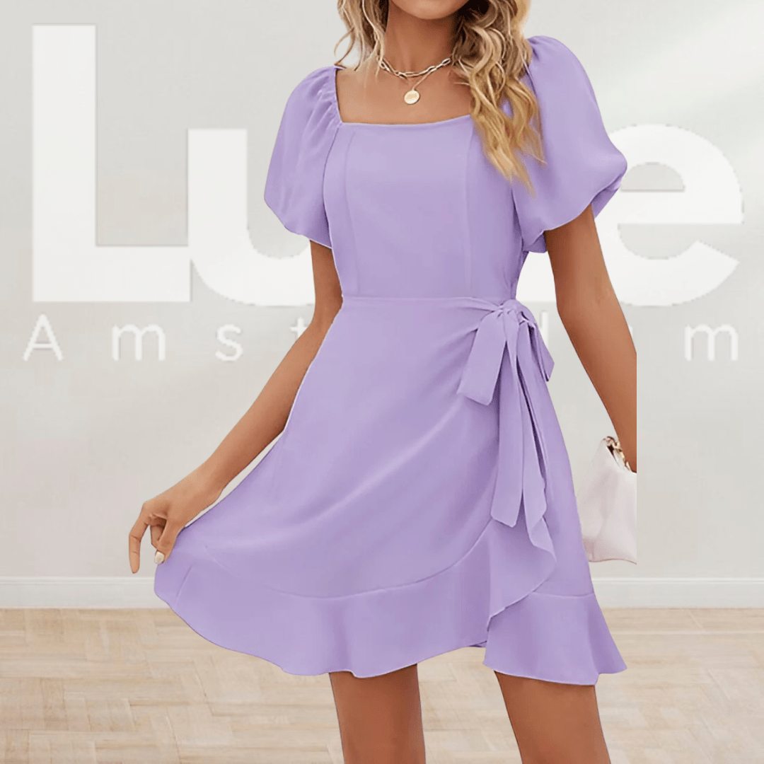 Tessa™ | Elegante Wikkeljurk met Strik & Puff Mouwen - Lune Amsterdam