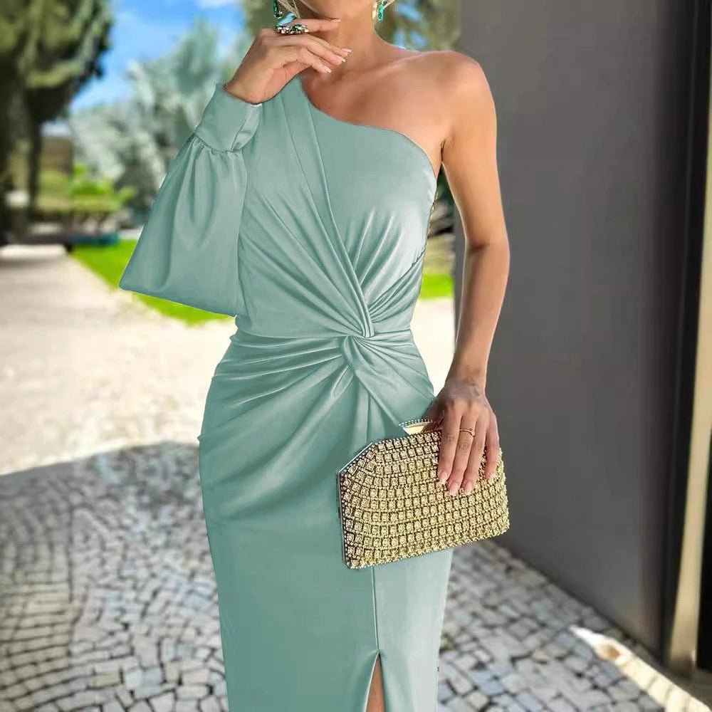 Vicky™ | Elegante Zijden Jurk met Split - Lune Amsterdam