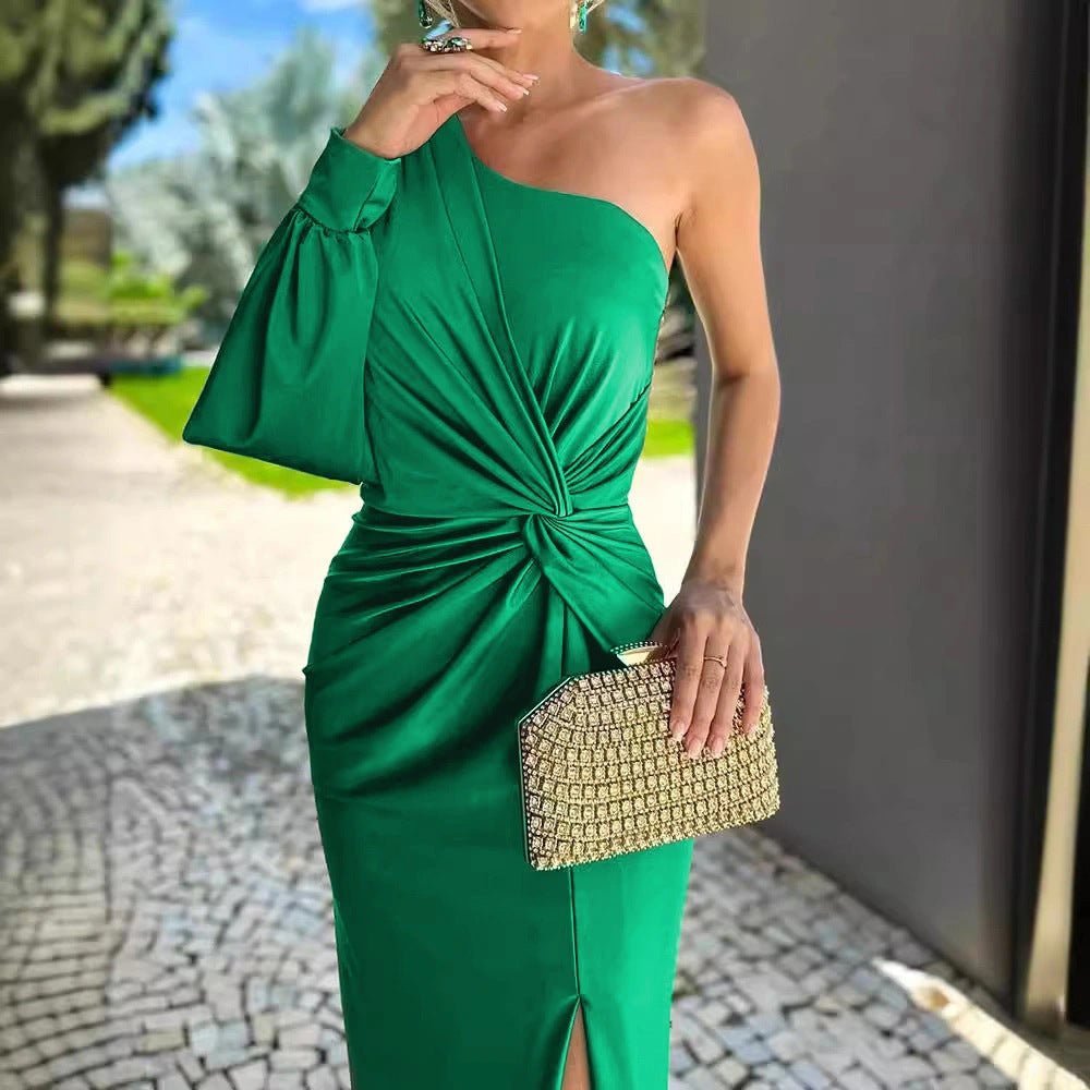 Vicky™ | Elegante Zijden Jurk met Split - Lune Amsterdam