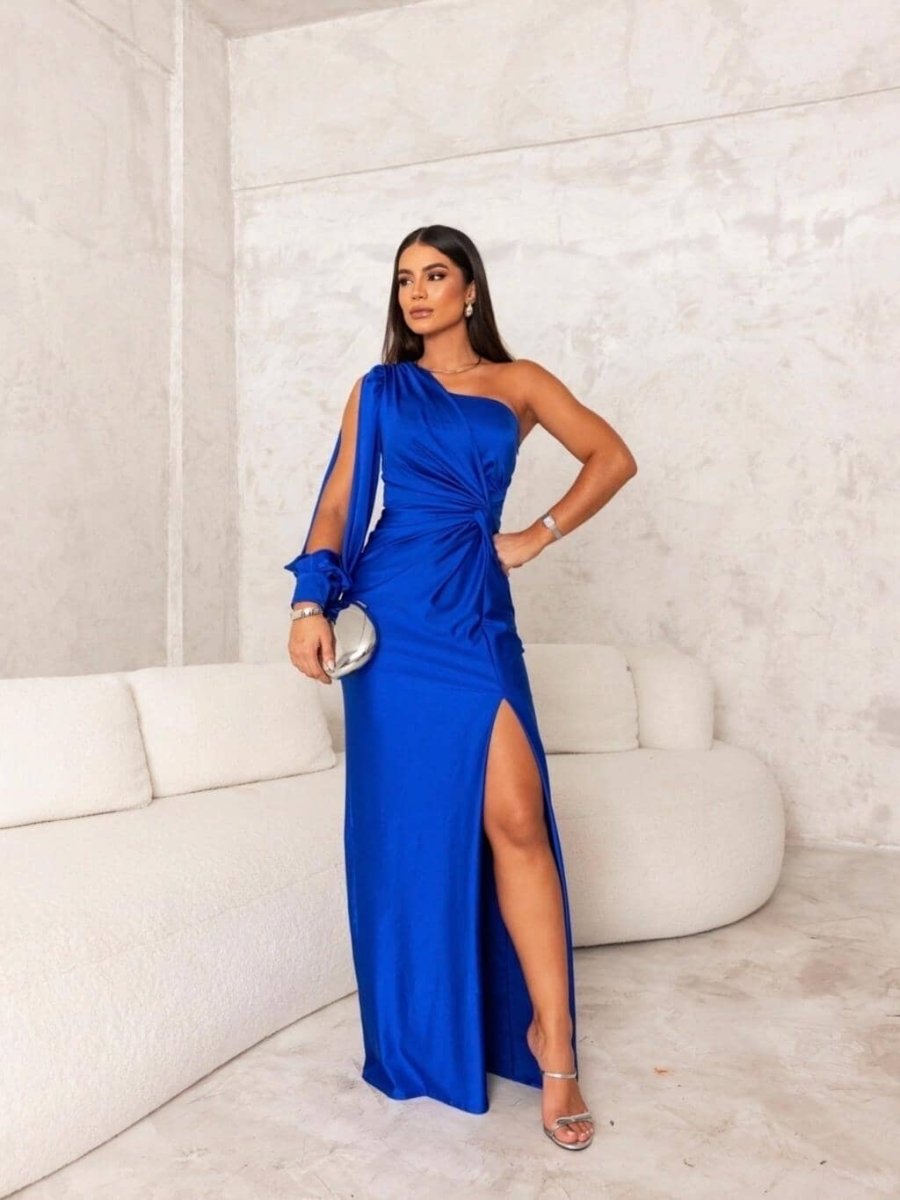 Vicky™ | Elegante Zijden Jurk met Split - Lune Amsterdam