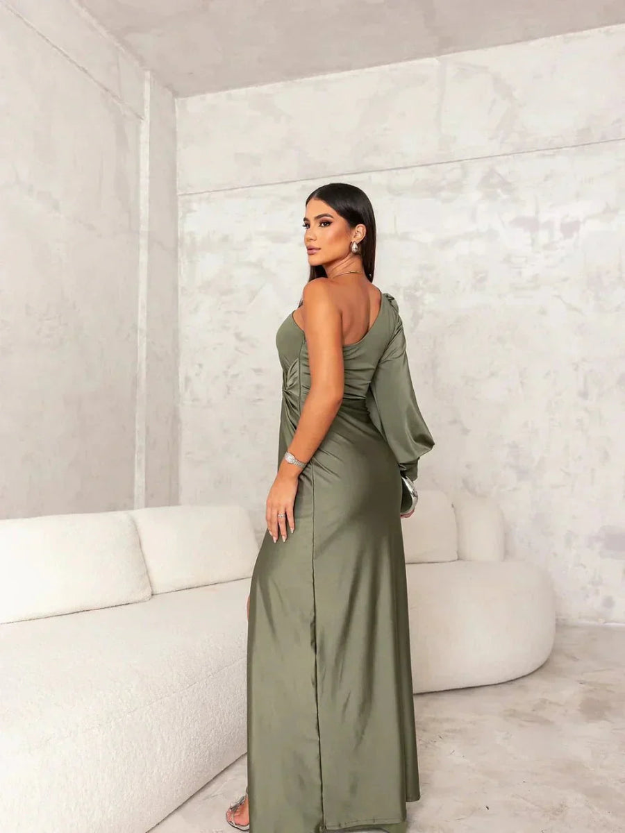 Vicky™ | Elegante Zijden Jurk met Split - Lune Amsterdam