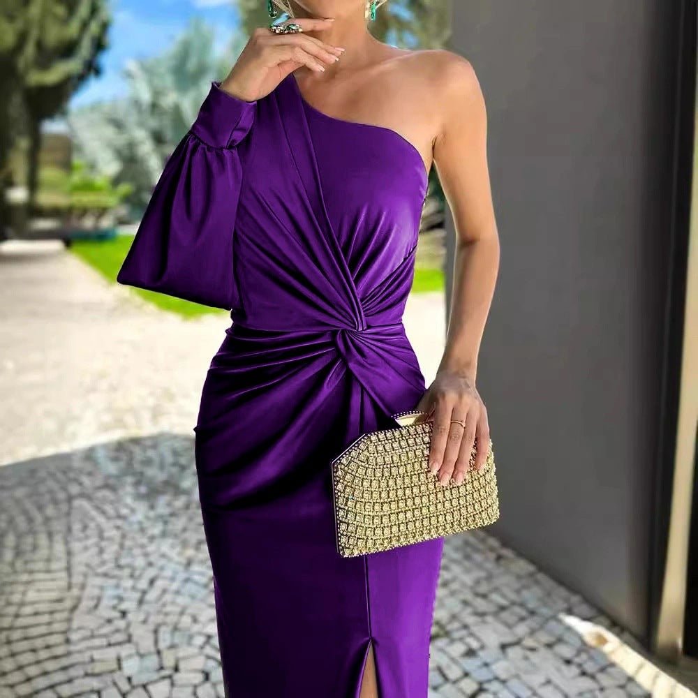 Vicky™ | Elegante Zijden Jurk met Split - Lune Amsterdam