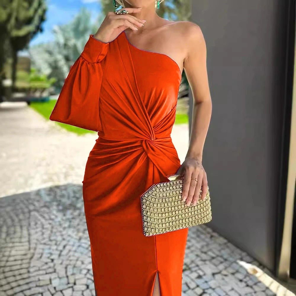 Vicky™ | Elegante Zijden Jurk met Split - Lune Amsterdam