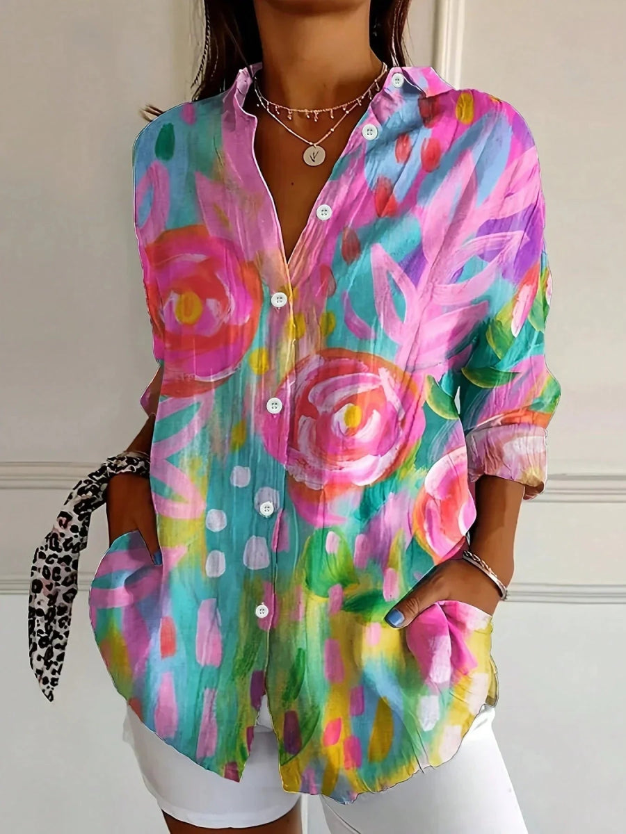 Flora™ | Blouse met speelse print - Lune Amsterdam