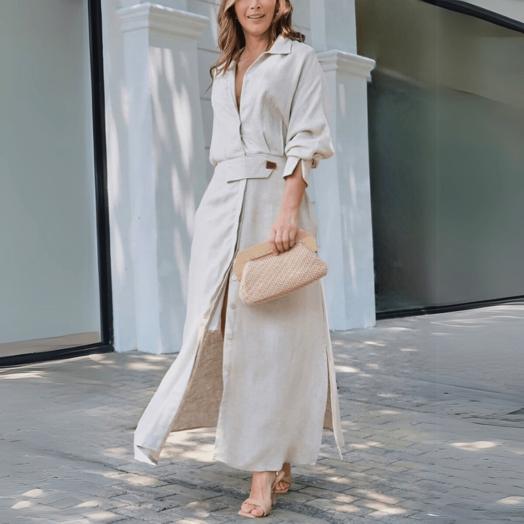 Jans™ | Elegante maxi - jurk met V - hals - Lune Amsterdam