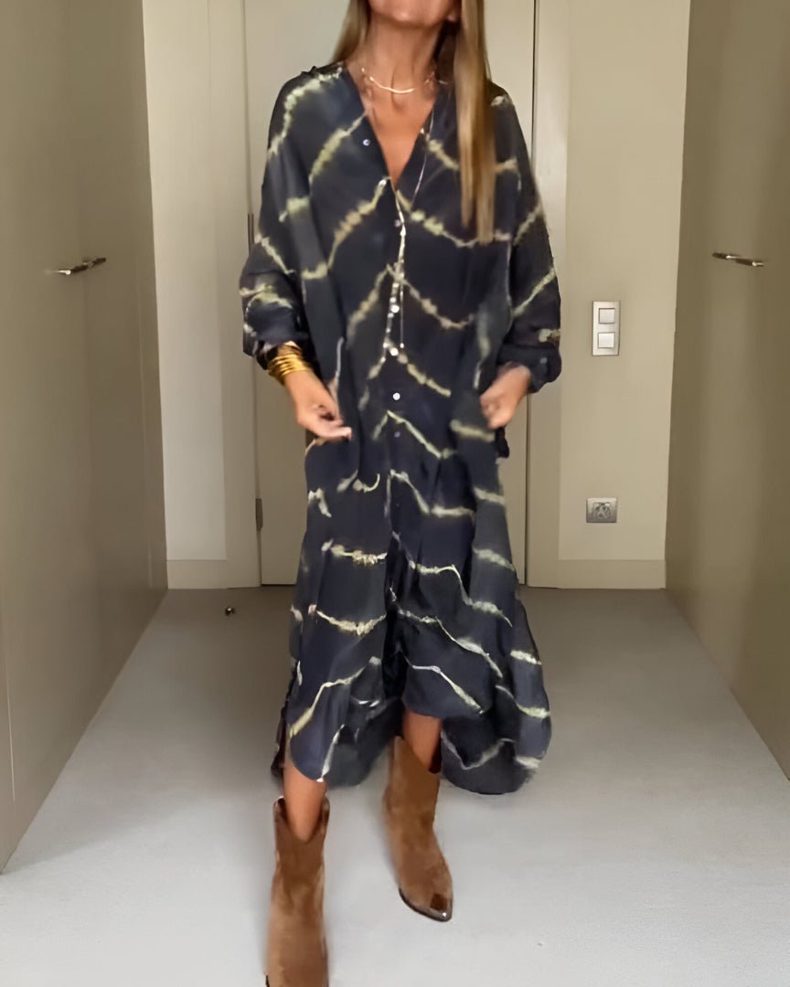 Jessy™ | Boho Gestreepte Maxi - jurk - Lune Amsterdam