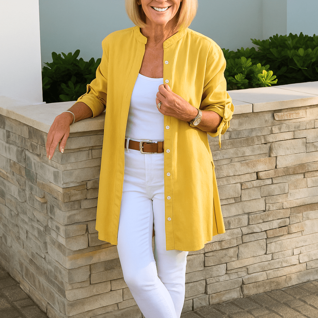 Laura™ | Effen overhemd blouse met strik mouwen - Lune Amsterdam