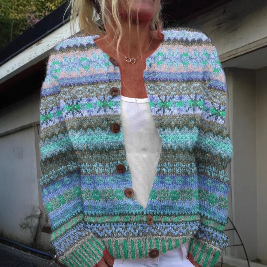 Lotte | Blauw vest met print - Lune Amsterdam