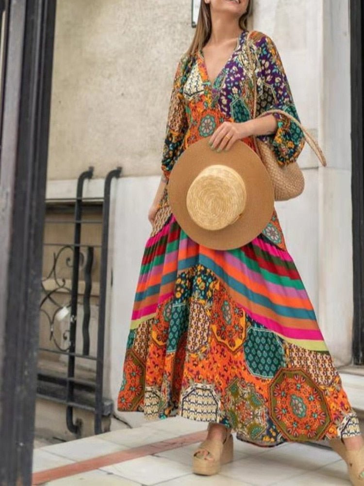Luna | Retro Maxi Jurk - Lune Amsterdam