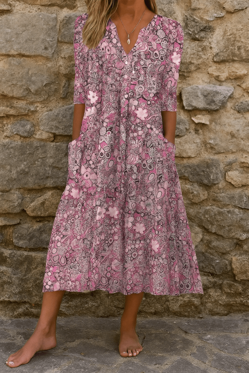 Manou™ | Elegante jurk met V - hals - Lune Amsterdam