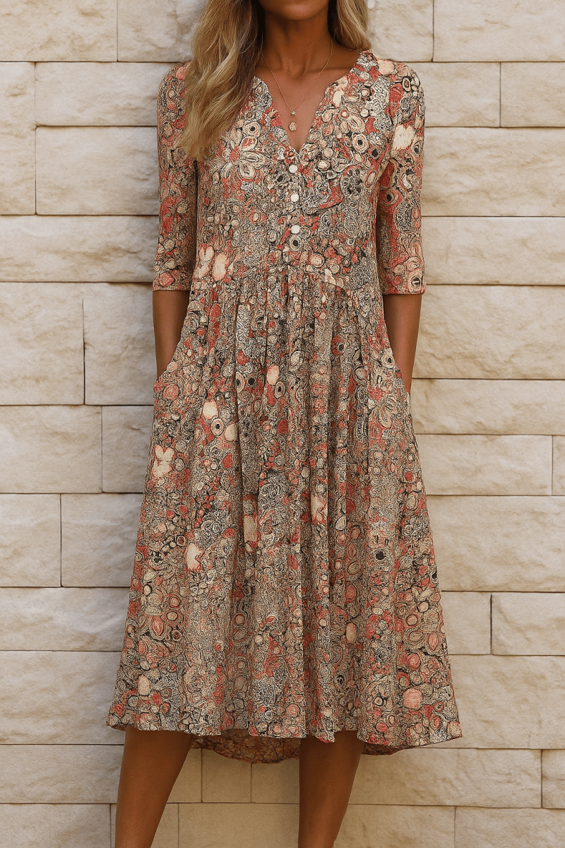 Manou™ | Elegante jurk met V - hals - Lune Amsterdam