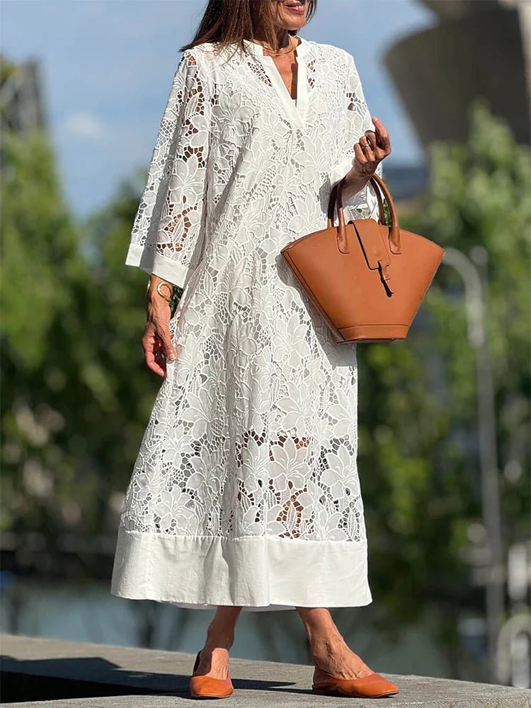 Marian | Kanten Maxi Jurk - Lune Amsterdam