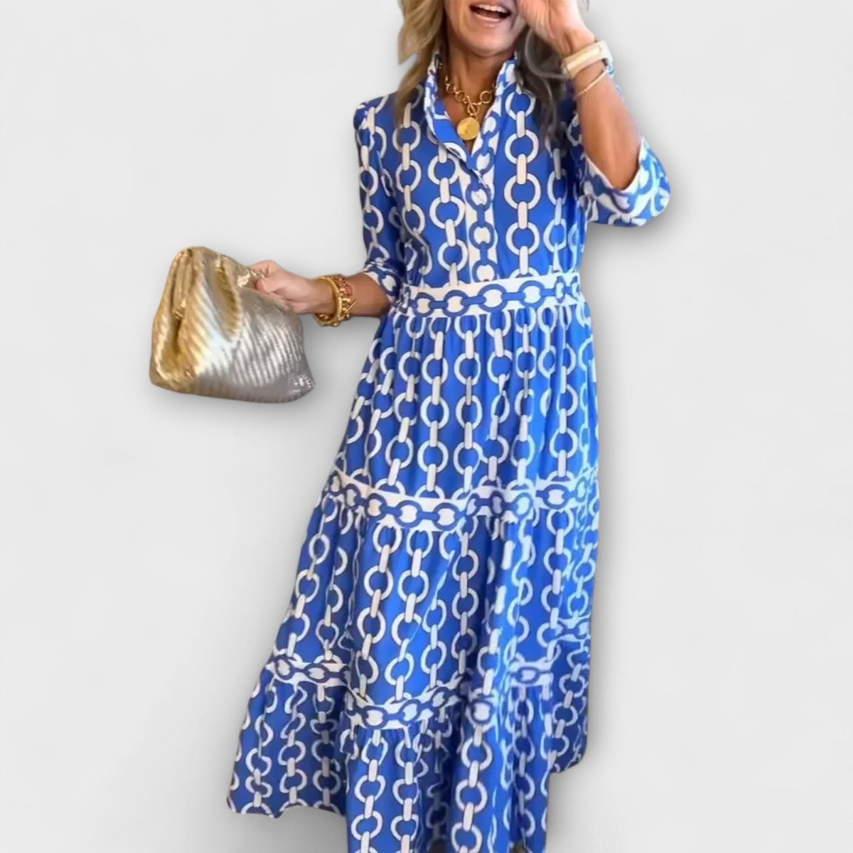 Sophia | Midi - jurk met kettingpatroon - Lune Amsterdam