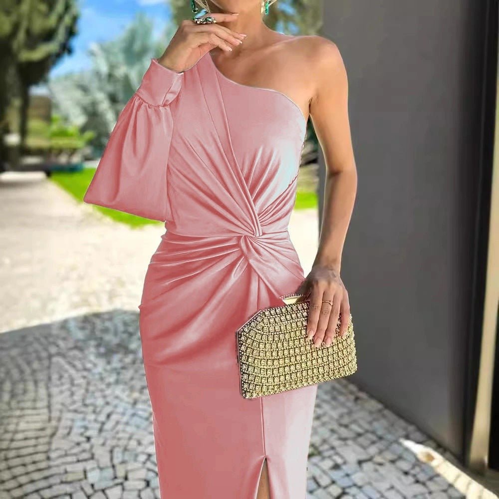 Vicky™ | Elegante Zijden Jurk met Split - Lune Amsterdam